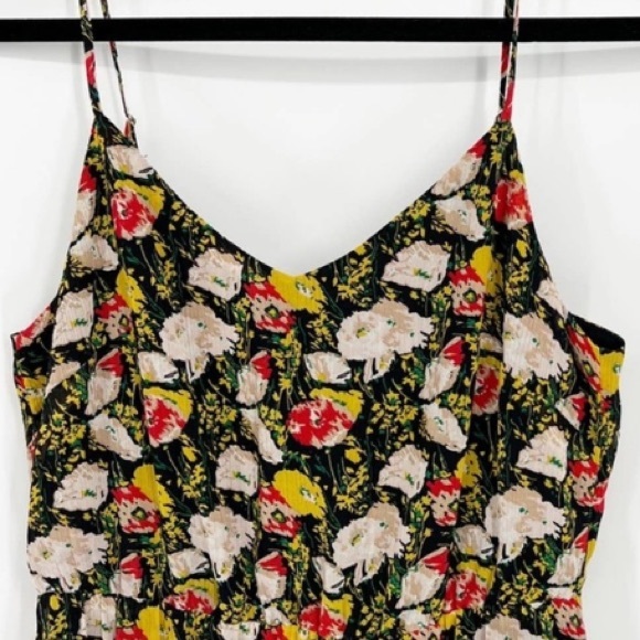J. Crew Mercantile Spaghetti Straps Chiffon Tiered Maxi Dress Floral Sz L - Picture 9 of 13
